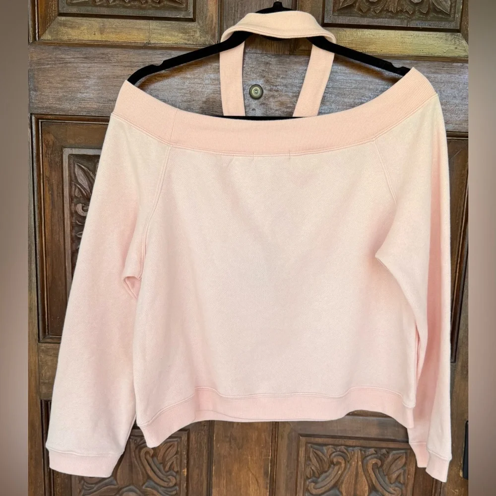 Rebecca Minkoff Light Pink Off-Shoulder Long Sleeve Demi Sweatshirt, Large, NWT - Picture 9 of 11